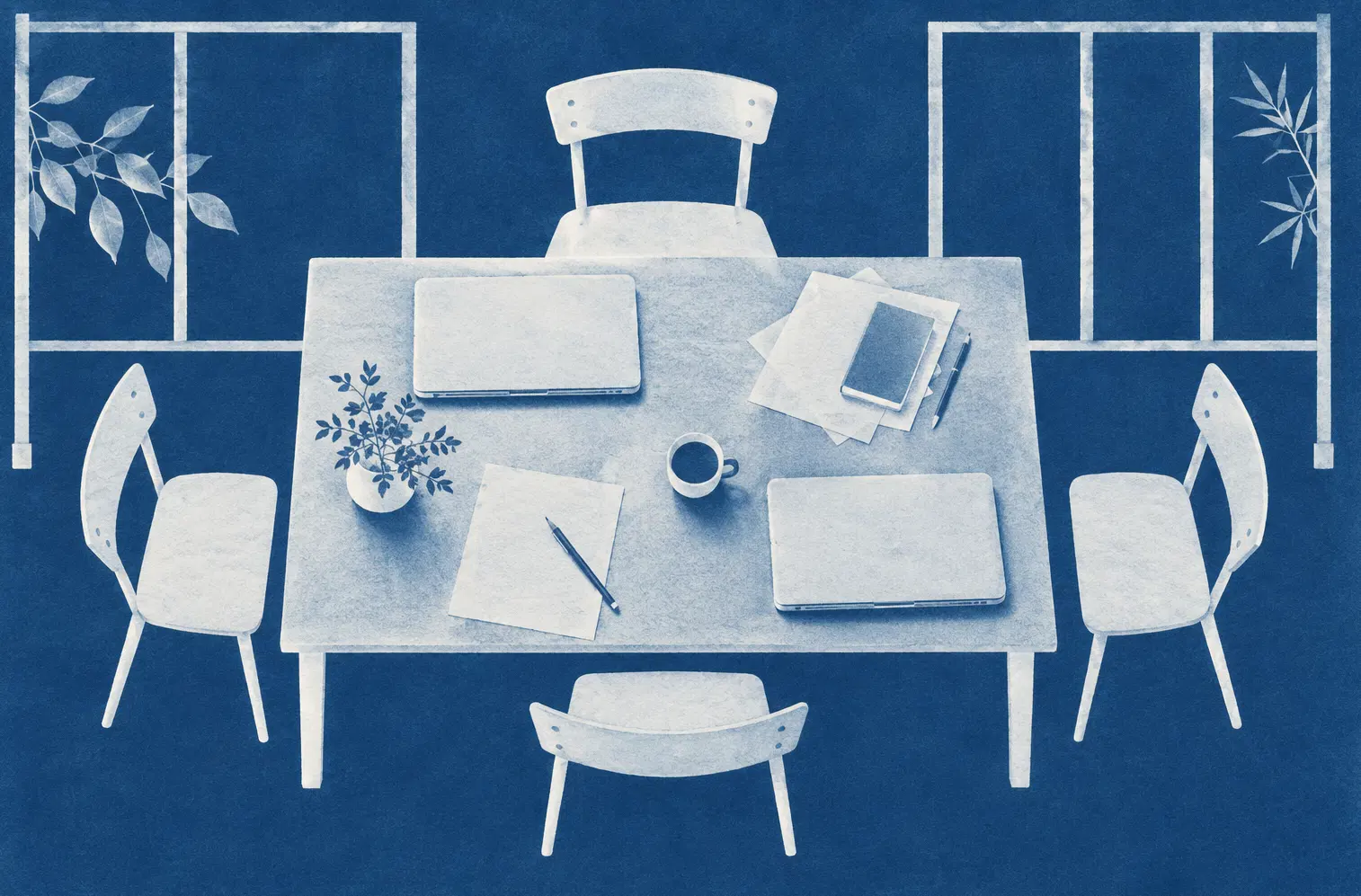 Illustration of consulting businesses and their working space